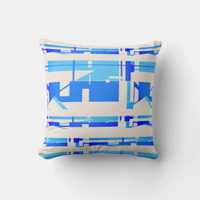Almofada Azul Brilhante bege Sudoeste, Abstrato Mosaico (Frente)