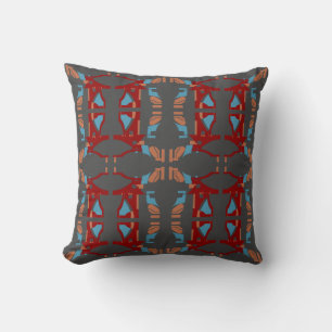 Almofada Azul-bronzeado vermelho escuro em Azulejos mosaico