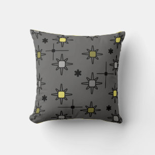 Almofada Azul-céu estrelado Cinza escura amarelo