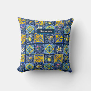 Almofada Azul Chic citrino siciliano Mediterrâneo