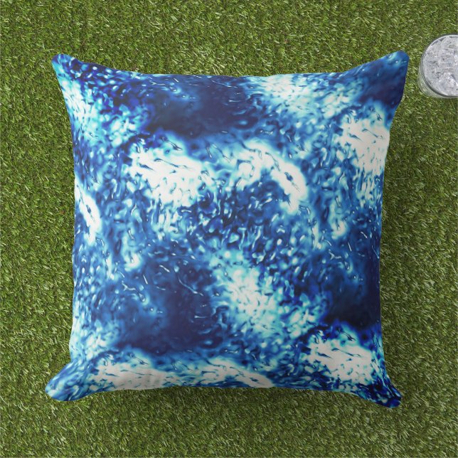 Almofada Azul-chuva manchado parece vidro fosco (Grama)