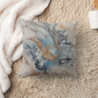 Almofada Azul, cinza, bronze, abstrato creme moderno