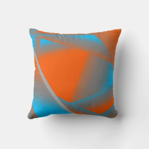 Almofada Azul Cinza Laranja Ombre Arte Abstrata Geométrica