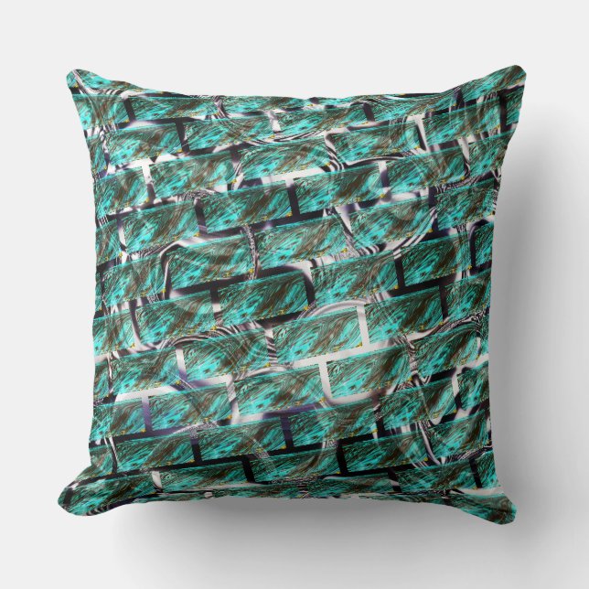 Almofada Azul-claro, bolhas na grade ou efeito de tijolo? (Frente)