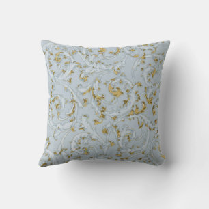 Almofada Azul Claro Dourado Francês Antigo Rolo Elegante Ch