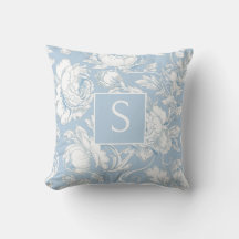 Azul Claro Monograma Floral Chinoiserie