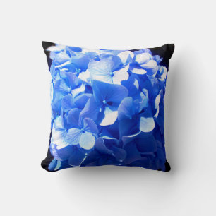 Almofada Azul cobalto floral elegantes hortênsias azuis