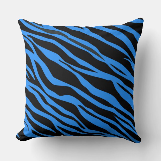 Almofada Azul Cobalto Listras de Zebra (Frente)