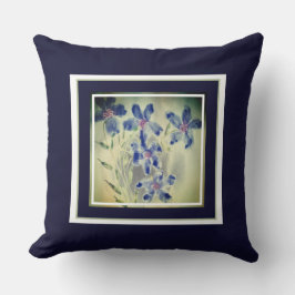 Almofada Azul-Cor-de-Água Floral Acentuado