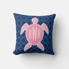 Almofada Azul cor-de-rosa Monogrammed Quatrefoil da