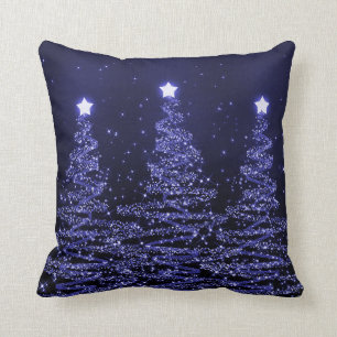 Almofada Azul de Árvores Estimulantes de Natal Elegante