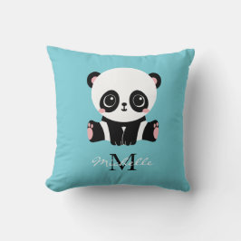 Almofada Azul de bolha personalizada Panda branca monograma