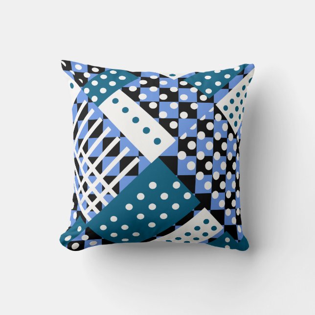 Almofada Azul de Cornflower e azul escuro (Frente)