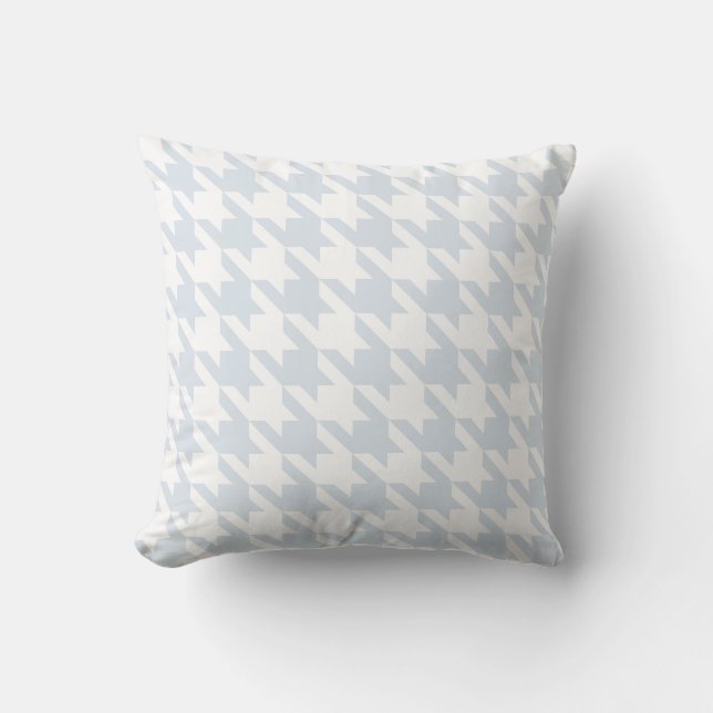 Almofada Azul de prata branco Pied De Poule Houndstooth (Frente)
