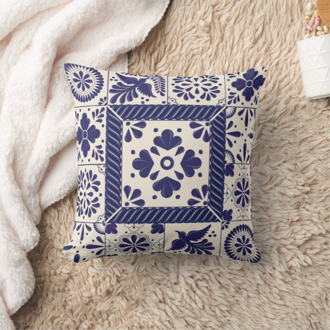 Almofada Azul do Nilo Pássaros Tradicionais Mexicanos Talav (Cobertor)