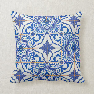 Almofada Azul do travesseiro do pátio do azulejo do