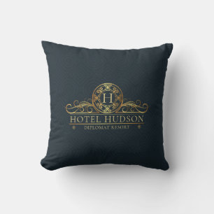 Almofada Azul Dourado de luxo e decoração