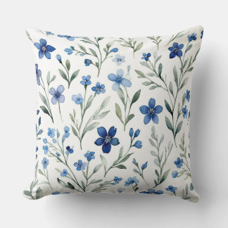 Almofada Azul e branco Aquarela Floral