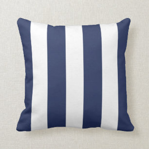 Almofada Azul e branco de meia-noite riscado