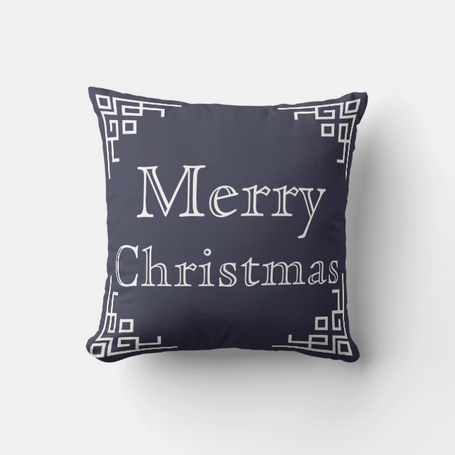 Almofada Azul e branco Feliz Natal (Frente)
