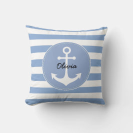 Almofada azul e branco náuticos personalizados