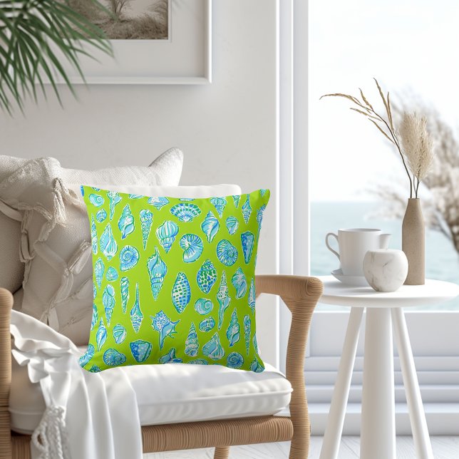 Almofada Azul e Branco Preppy / Verde Lima Litorâneo (Criador carregado)