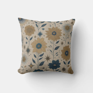 Almofada Azul e Dourado Floral