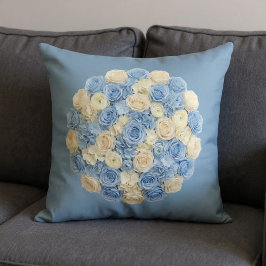 Almofada Azul e Marfim Floral