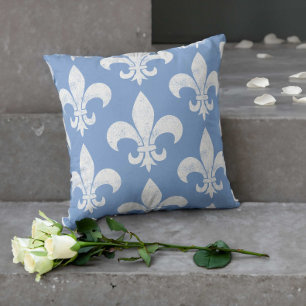 Almofada Azul Elegante e Flor Branca de Lis