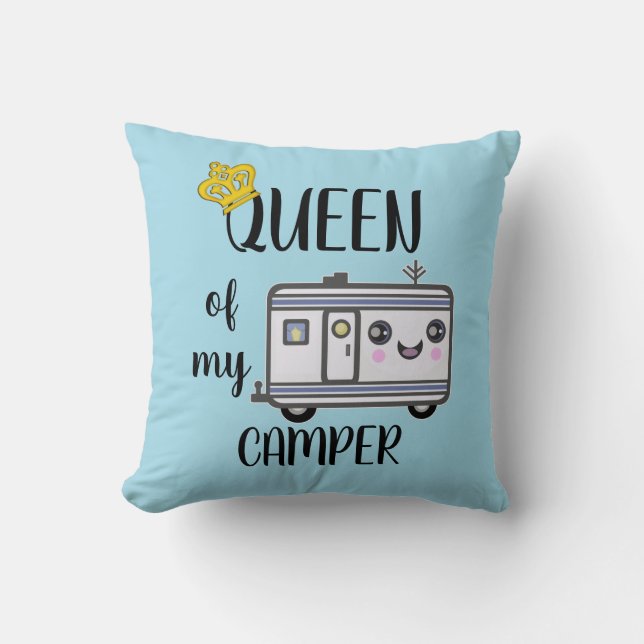 Almofada Azul engraçado de acampamento do travesseiro do (Frente)