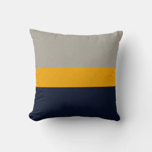 Almofada Azul Escuro, Amarelo, Cinzas stripteadas Texturiza