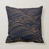  azul escuro e Dourado do teste padrão de ondas