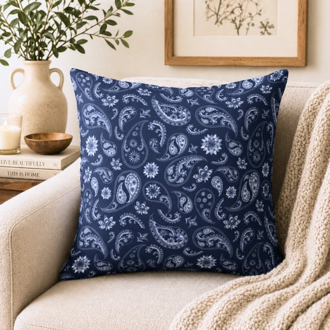 Almofada Azul Escuro Paisley (Criador carregado)