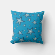 Azul Estrelas impressas travesseiro decorativo qua