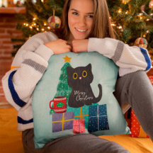 Azul Festivo Gato Fofo Café Feliz Natal