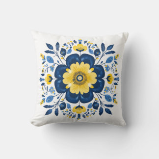Almofada Azul Floral & Amarelo