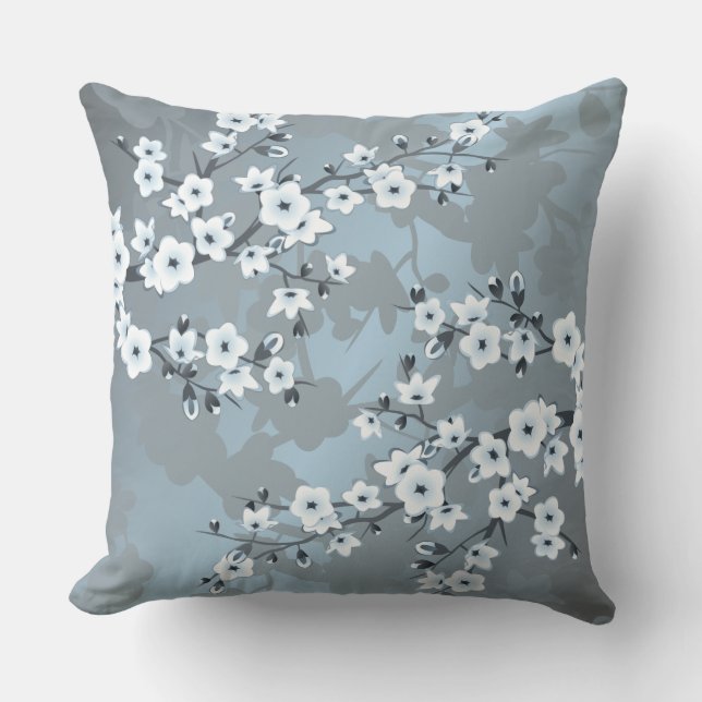 Almofada Azul Floral Artístico Poeirento (Frente)