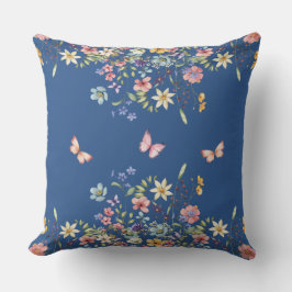 Almofada Azul Floral Botânico
