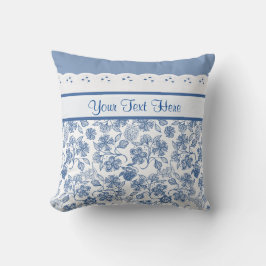 Almofada Azul Indigo Personalizado no Floral Branco e no La