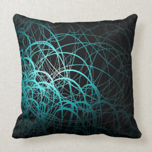 Almofada Azul linear das ondas - travesseiro decorativo