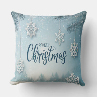 Almofada Azul Macio & Calmo Design de Neve de Natal Cristal