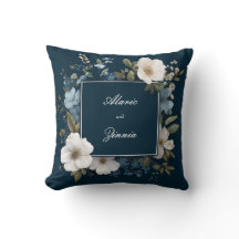 Azul Marinho Branco Floral Moderno Quadro Quadrado