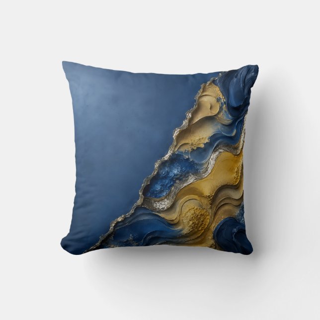 Almofada Azul Marinho Dourado Presente de Decoração de Casa (Frente)