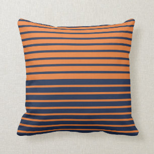 Almofada Azul Marinho Laranja Listrado na Moda