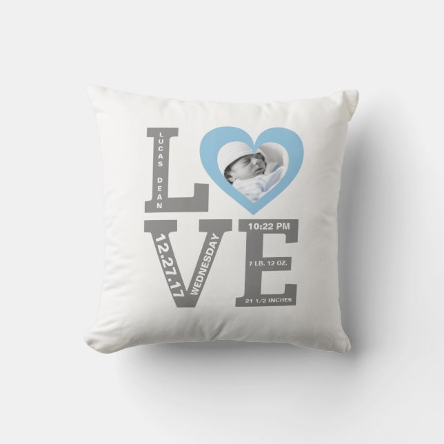 Almofada Azul moderno do bebé da tipografia do Stats | do (Frente)