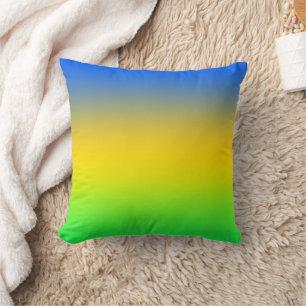 Almofada Azul neon, amarelo, gradiente verde, ombre.