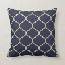 Azul Padrão de Quatrefoil Dourado Faux