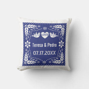 Almofada Azul papel picado amor aves fiesta de casamento