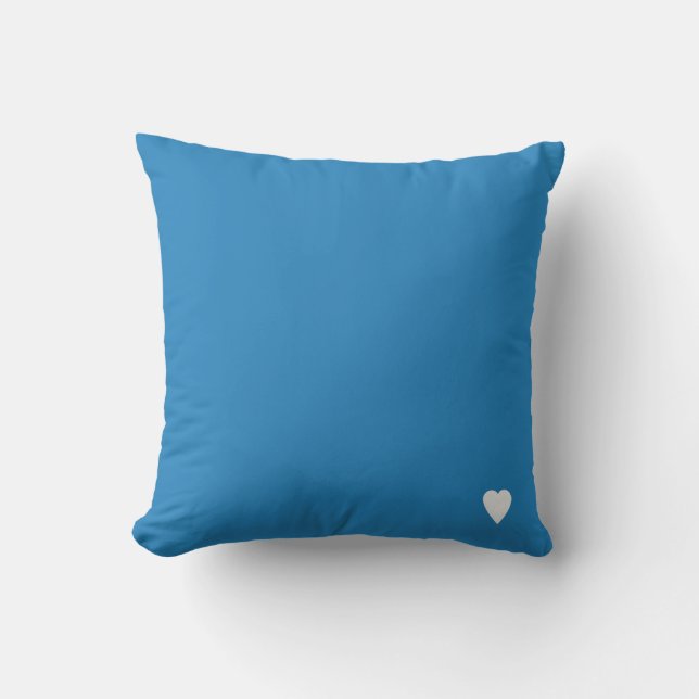 Almofada Azul Pastel Real Macio Cor Sólida Com Coração (Frente)