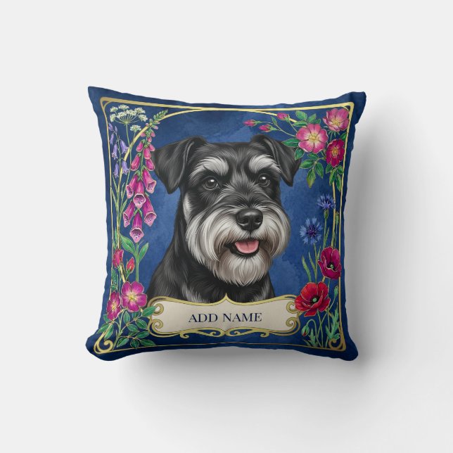 Almofada Azul Personalizada Prata e Preto Schnauze (Frente)